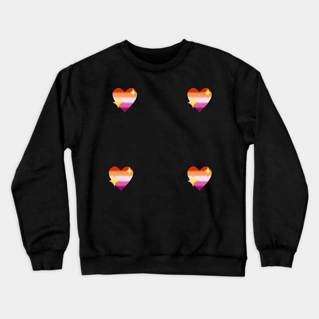 lesbian sparkle heart emoji patterns (apple) Crewneck Sweatshirt by goblinbabe